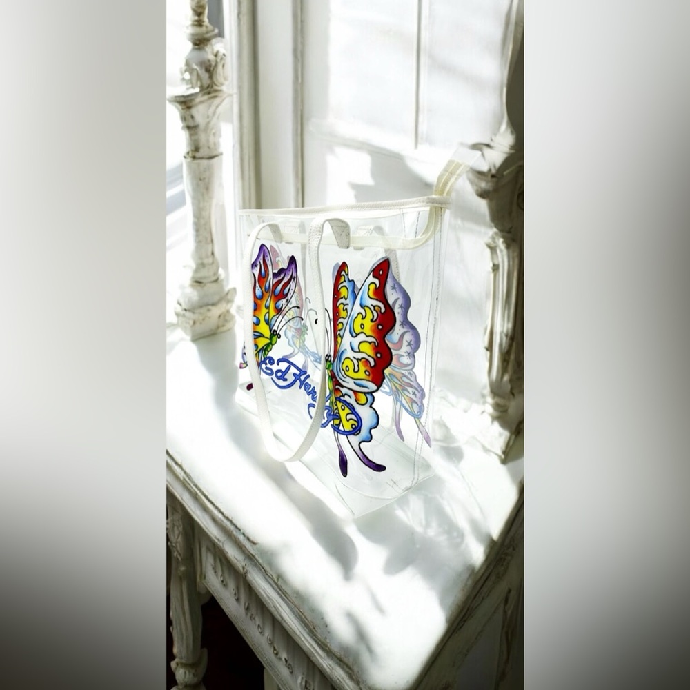 Ed Hardy PVC butterfly clear oversized tote bag - Picture 3 of 7